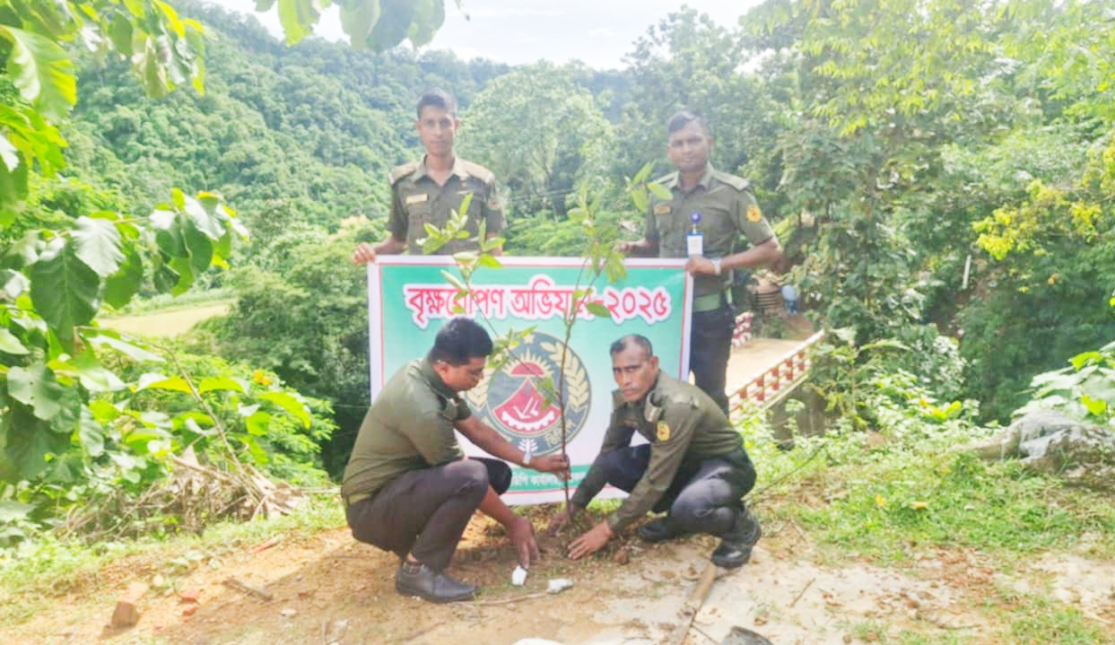 বরকল উপজেলা আনসার ও ভিডিপি’ উদ্যোগে বৃক্ষরোপণ