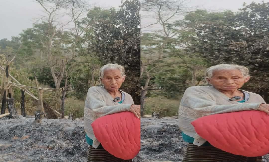 সাজেকে এক বিধবা বৃদ্ধার বসতঘর পুড়ে ছাই