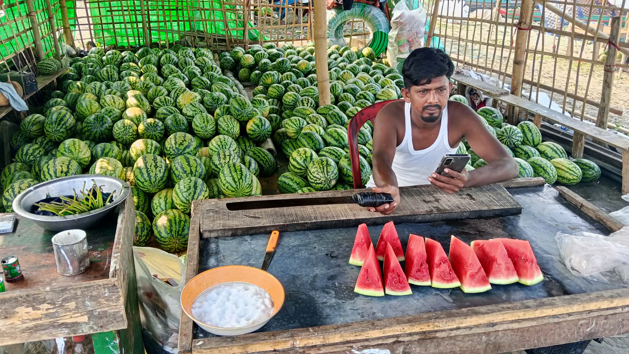 বিলাইছড়িতে হাতের নাগালে  তরমুজ: বিক্রয়ও বেশ ভালো